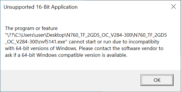 Figure 1: The error message when running the update tool on Windows.
